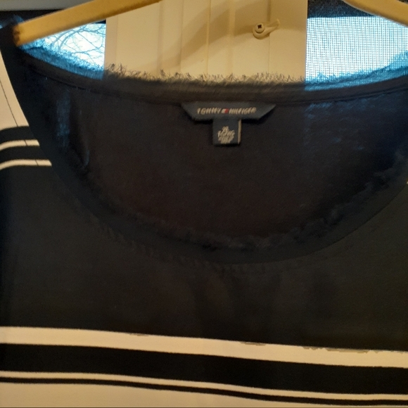 Tommy Hilfiger Short Sleeve Top Navy/White. - Picture 2 of 7